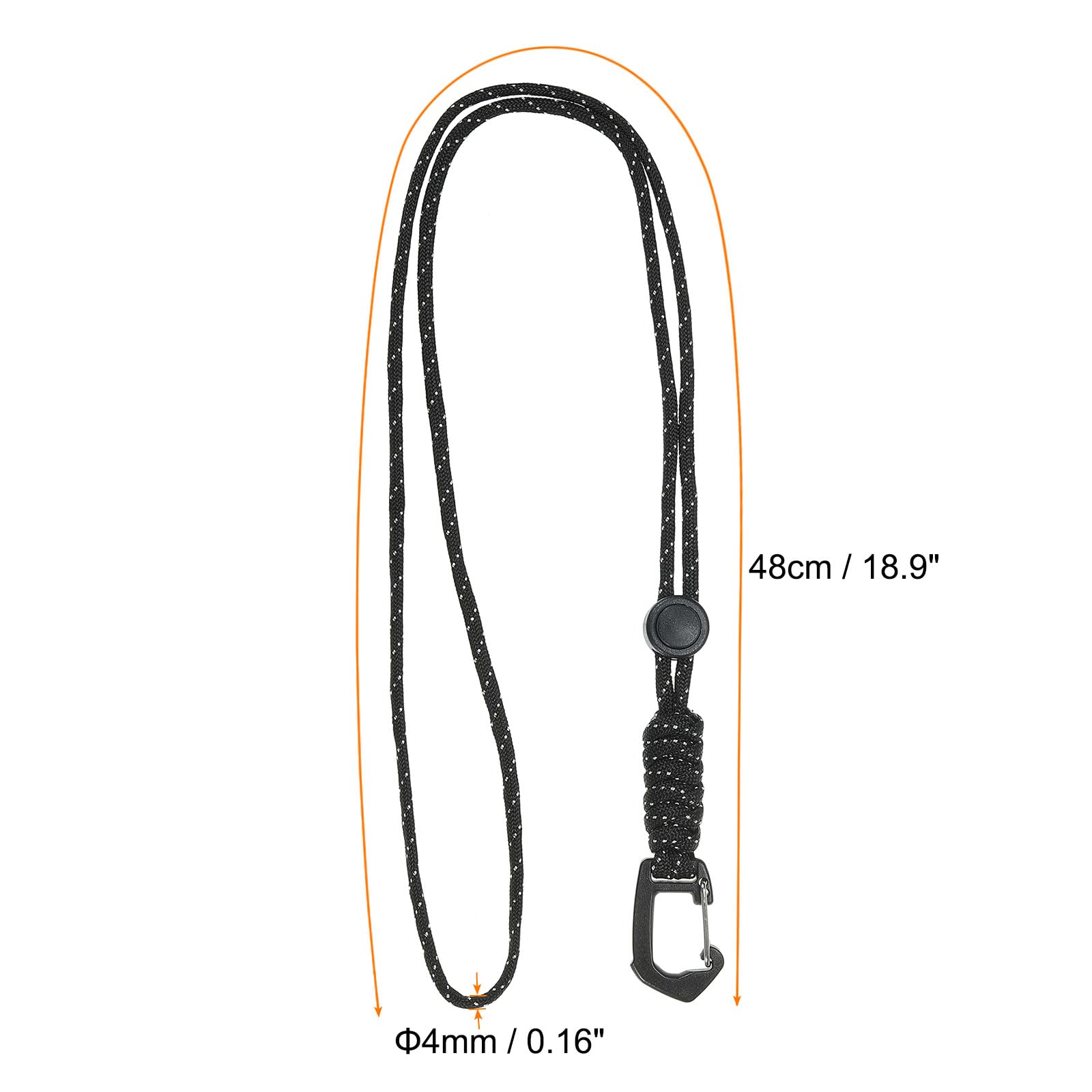 PATIKIL Badge Lanyard 18.8 Inch, Necklace Keychain Cord Metal Clasp Hook Ring Strap for Keys Whistle ID Card Badge Holder Black White - Image 2