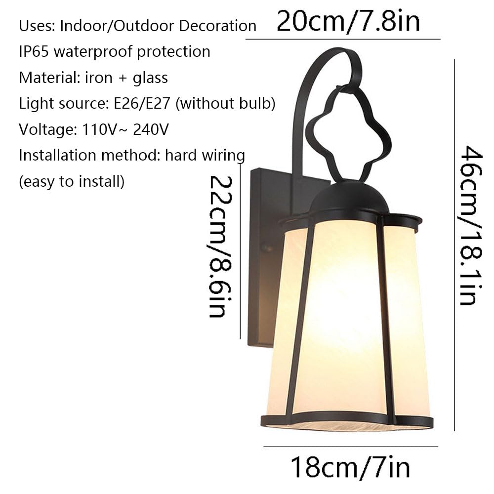 XANAYXWJ Lampada da Parete retrò Impermeabile Corpo Leggero in Ferro battuto per Esterni in Metallo E27 Magazzino Industriale Balcone Patio Porta Sconce Lanterna Apparecchio di Illuminazione per