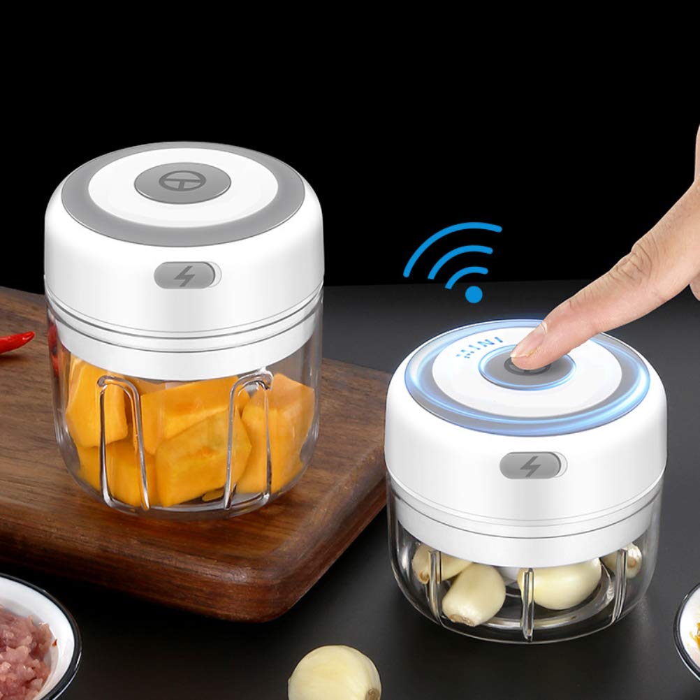 Hachoir à Ail électrique Rechargeable USB - Avec 3 Lames En Inox - Capacité 100/250 Ml - Pour Bébé Ou Cuisine