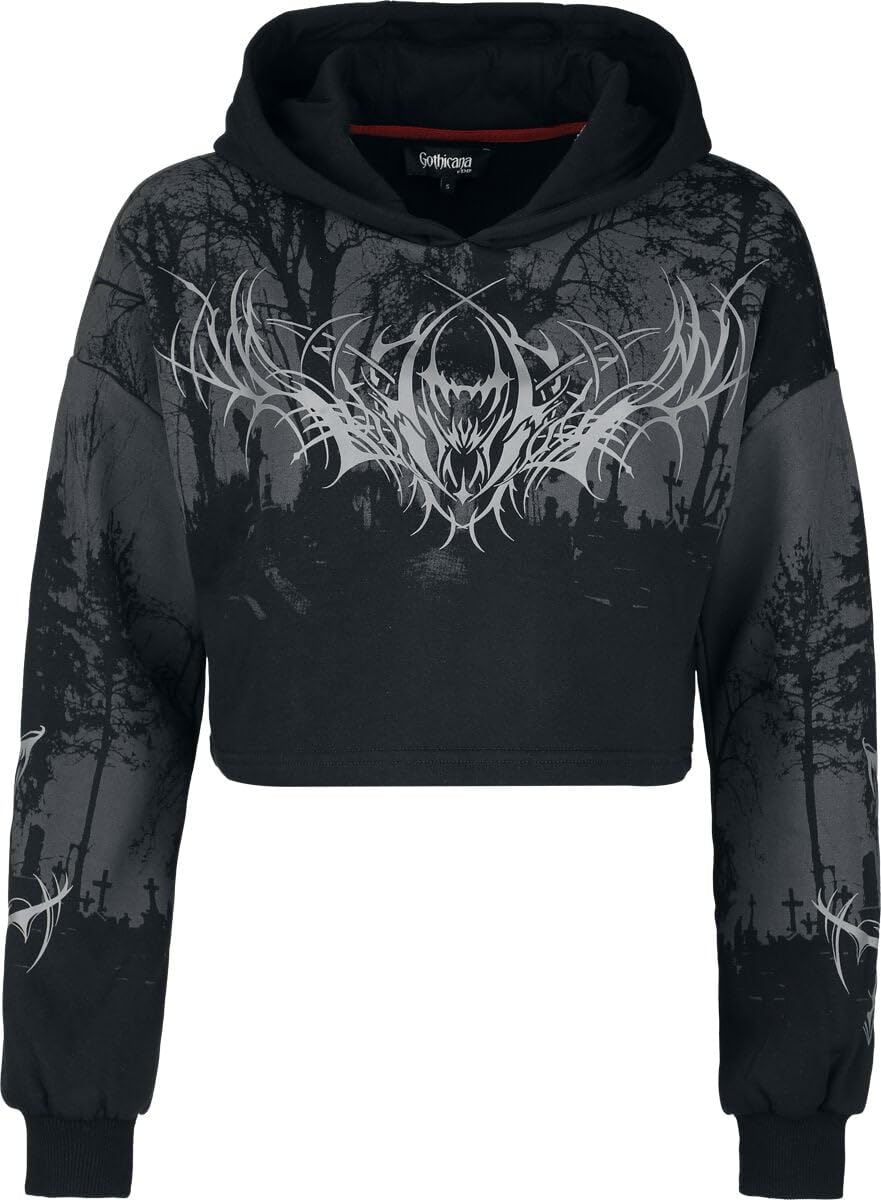 Gothicana by EMP Donna Felpa con Cappuccio Eternal Allure Nero