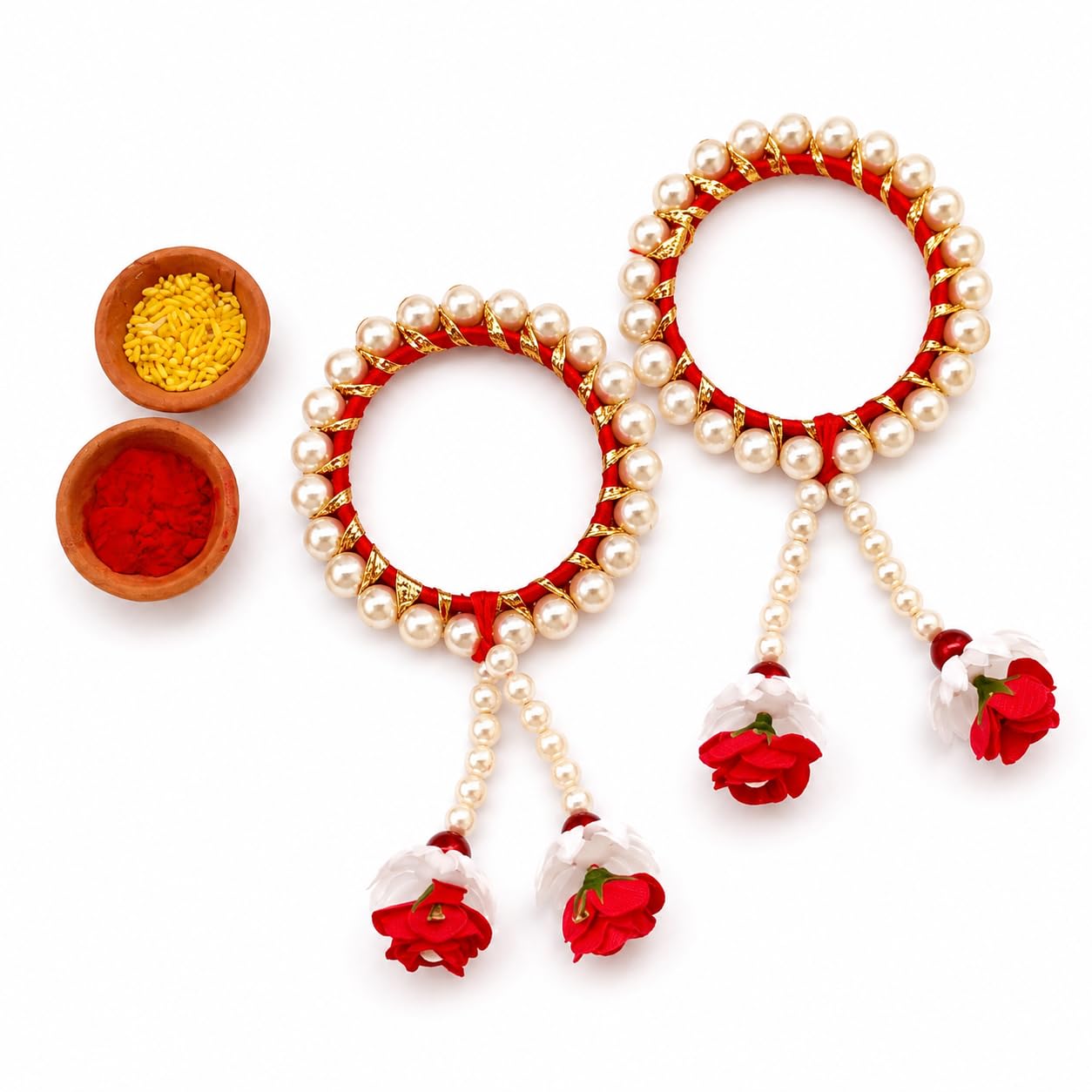 adcom Handcrafted Pearl Rakhi Bangle Set (Bhabhi Rakhi), set of 2-picture-0