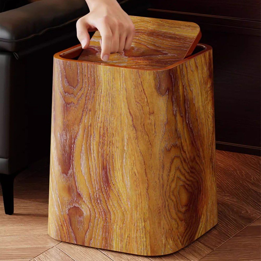 Pattumiera in Grano di Legno, Cestino per Spazzatura della Fattoria Bidone della Spazzatura retrò Pattumiera per Casa Ufficio Soggiorno Bagno 'Hotel