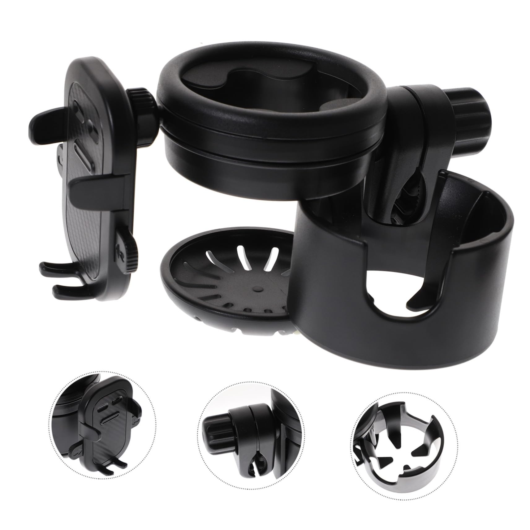 Portabiberon Passeggino Nero Supporto Borraccia per Carrozzina e Bicicletta Porta Bevande Stabile Antiscivolo per Bottiglie Latte Compatibile con Vari Tubolari