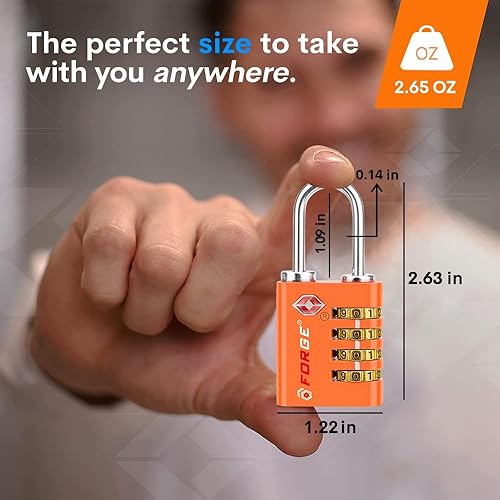 Miniatura 5 de Forge Doble apertura cerradura de acceso con llave o combinación, cerraduras aprobadas por la TSA para equipaje, maletín Pelícano, viajes, gimnasio