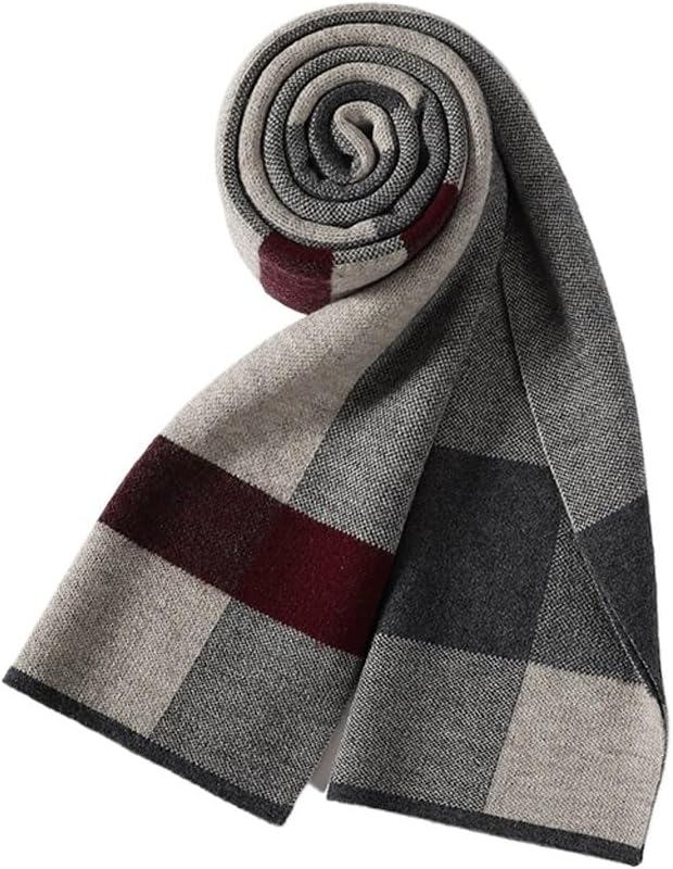 Business Scarf Men's Winter Plaid Knitted Warmth