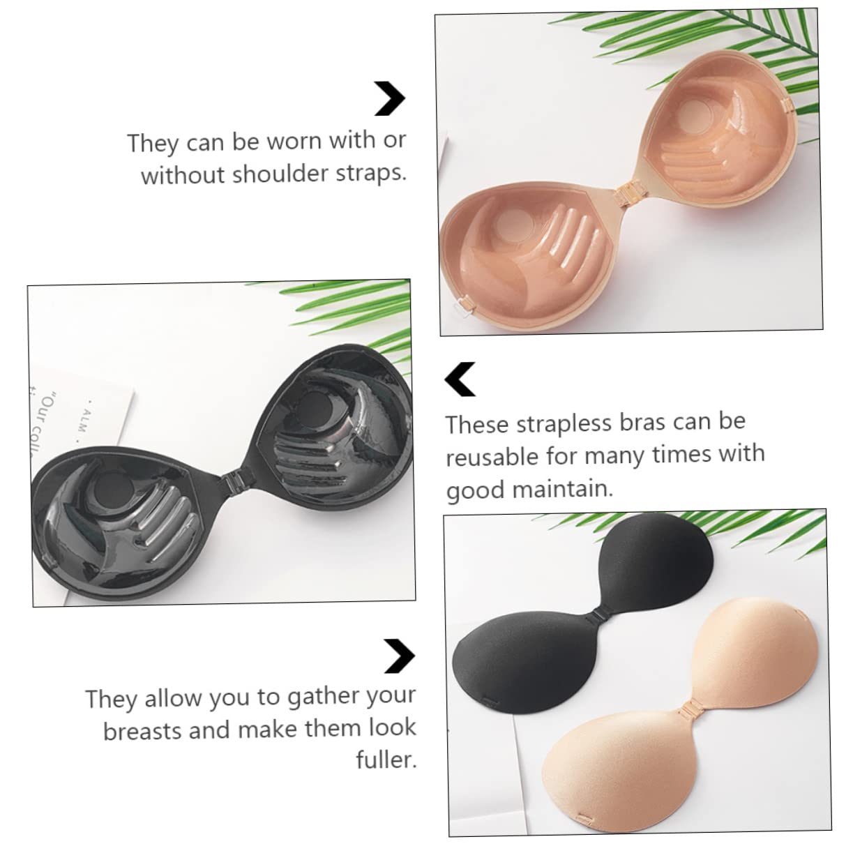 LIFKOME 2 Juegos 2 Piezas Pegatinas de sujetador sin tirantes sujetador pegajoso sin espalda wedding dress seamless bra sujetador adhesivo sujetador de gel de sílice