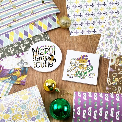 HTVSTD Folhas de transferência de tinta de sublimação Mardi Gras 12 folhas 30,5 cm * 25,4 cm Máscara