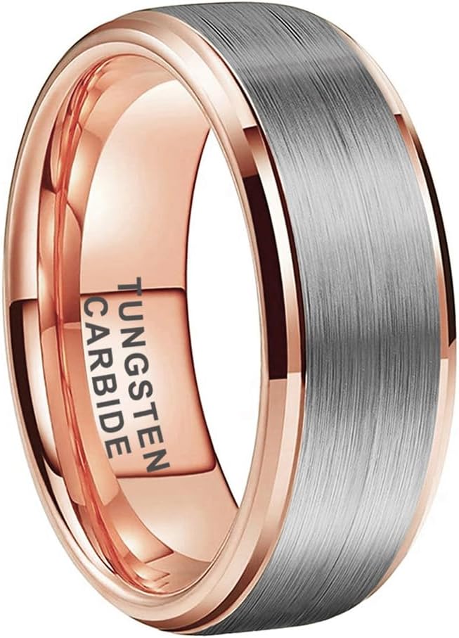 TUTISS 6mm 8mm Tungsten Rings for Men Women Fashion Engagement Wedding Bands Brushed Finish Stepped Beveled Edges Comfort Fit