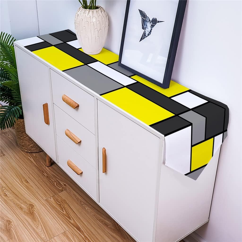 Geometric Figures Yellow Table Runners Holiday Wedding Decor Dinning Table Cover Christmas Decorations Table Cloth(46x183cm)