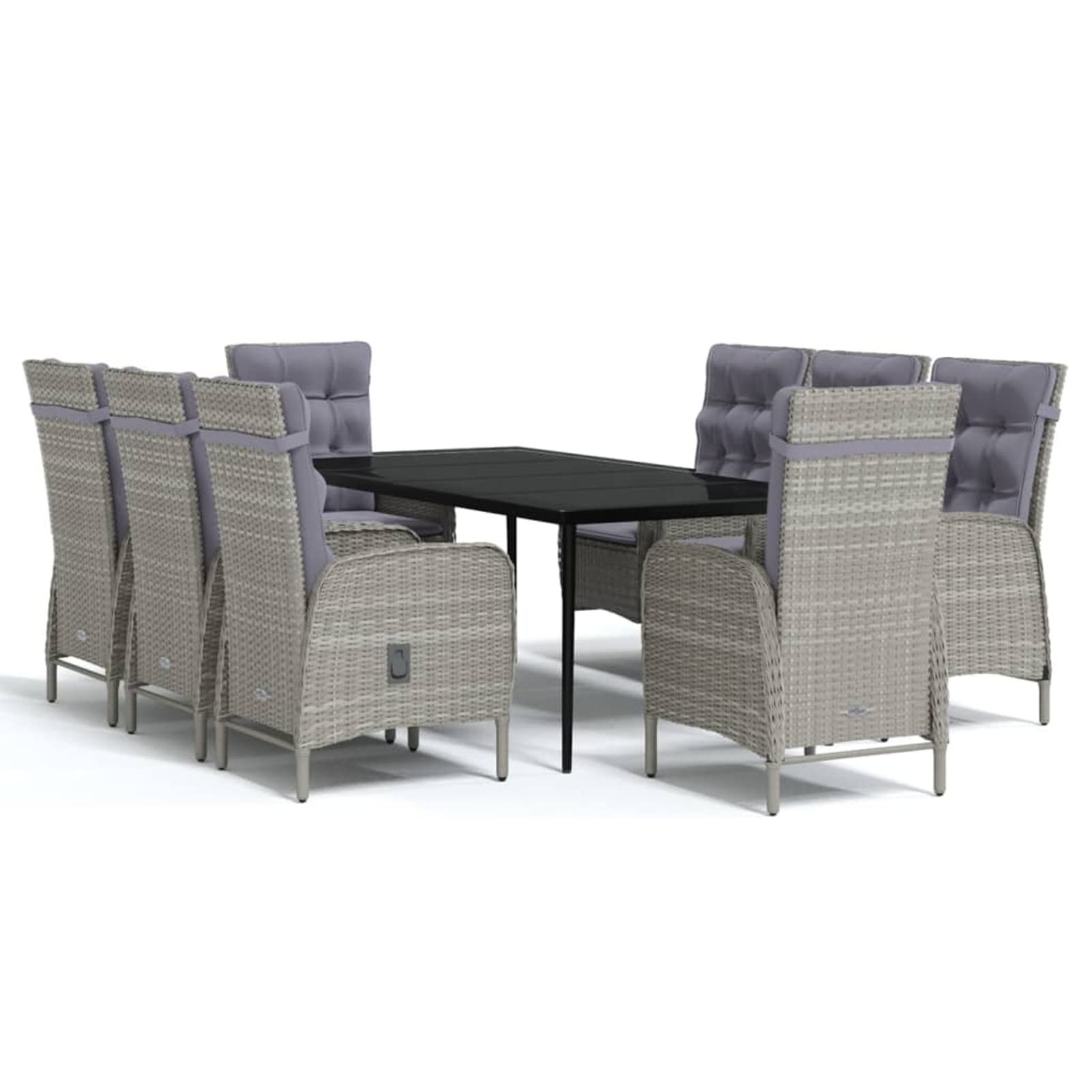 3099376 Set da Pranzo da Giardino 9 pz con Cuscini Nero e Grigio Testata in Legno,Testata Letto Matrimoniale Muebles Dormitorio Spalliera Letto Testiere per Letto Matrimoniale