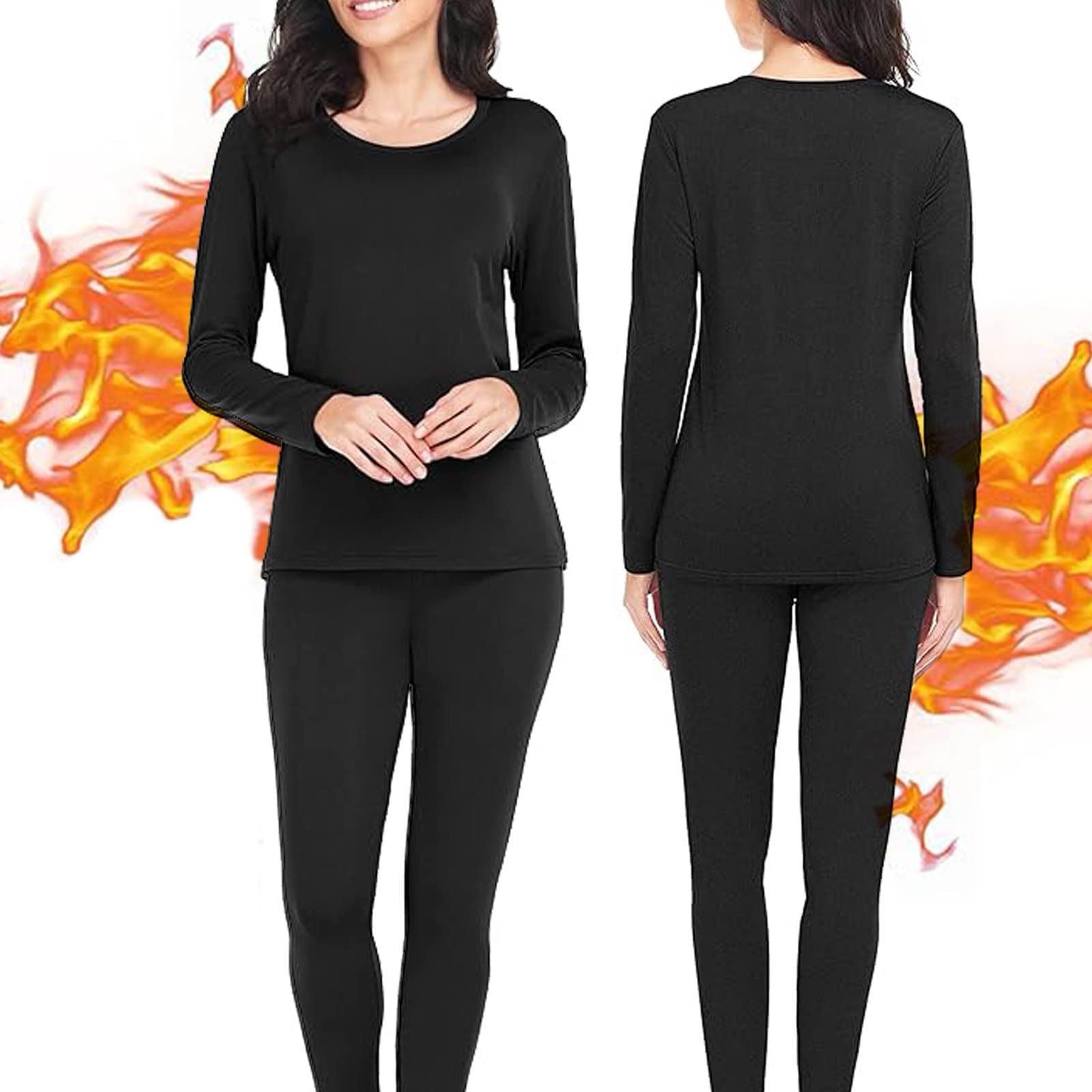 BananaHome Women Thermal Underwear Set,Thermal Base Layer Long Sleeve Compression sleepwear,Thermal Long Johns Top & Bottom Pajama Set,Cycling,Skiing,Training, Hiking,Outdoor Sports