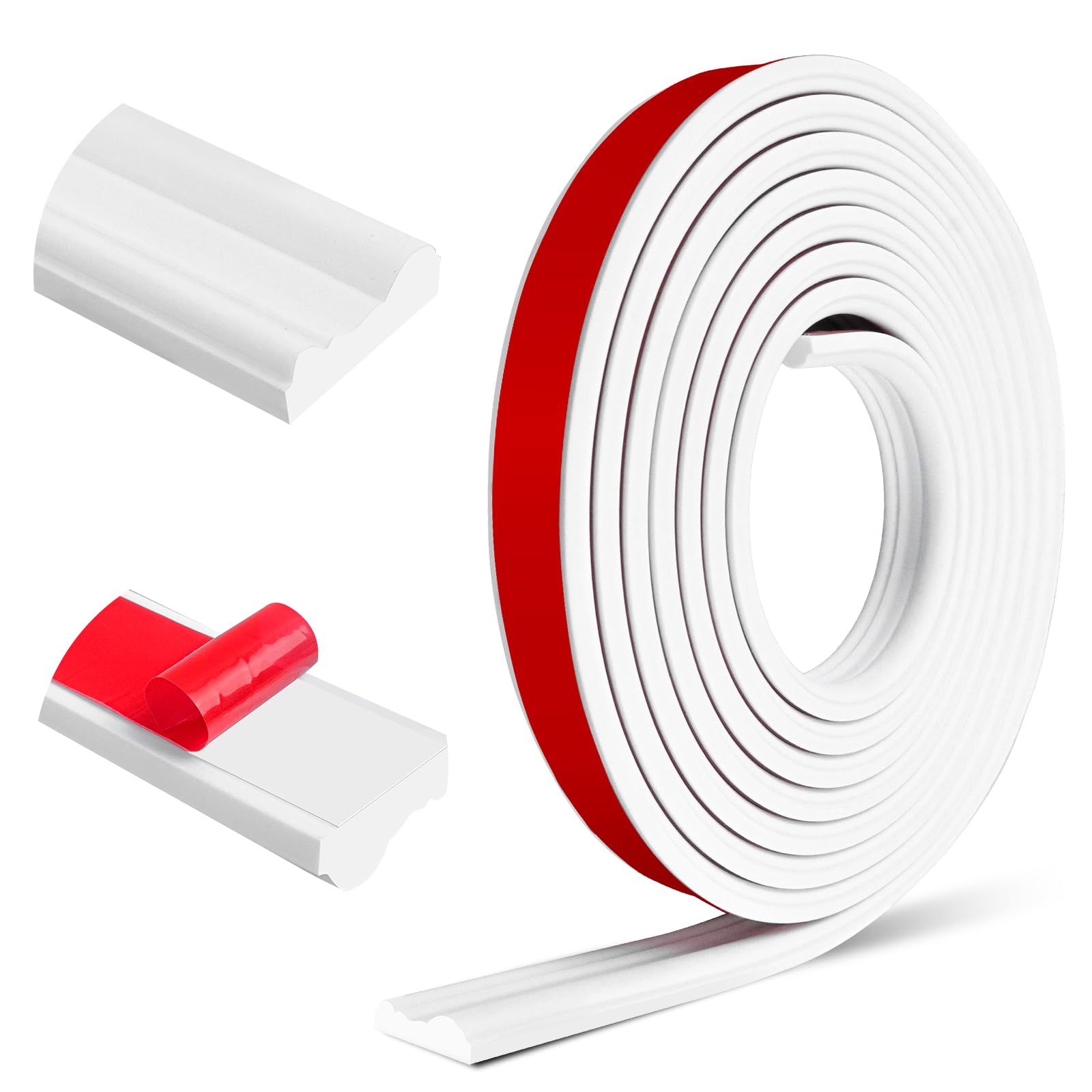 Molduras de pared autoadhesivas flexible molduras decorativas pared y techo decoración (30mm×12m, Blanco)