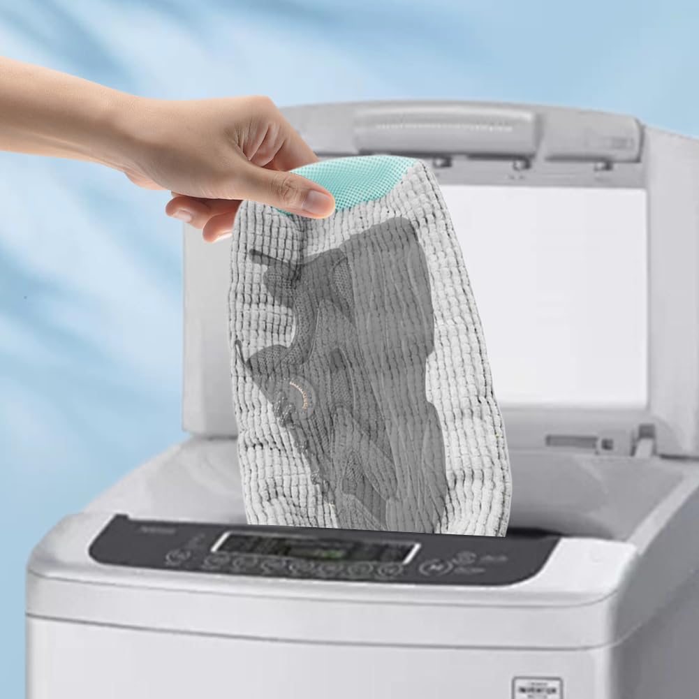 Sacchetti Per Lavare Scarpe In Lavatrice - 2 Pezzi, In Ciniglia, Lavabile E Asciugabile, Colore Blu - Foto 3