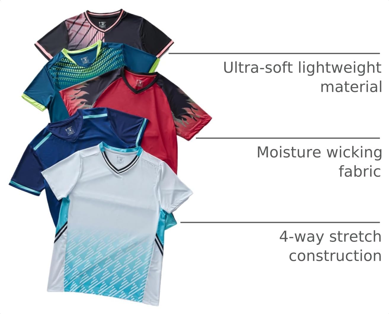 5 Pack Mens V-Neck Dry Fit T-Shirts, Active Athletic Short Sleeve Workout Tops, Performance Gym Tees, Available in Plus Size image 4