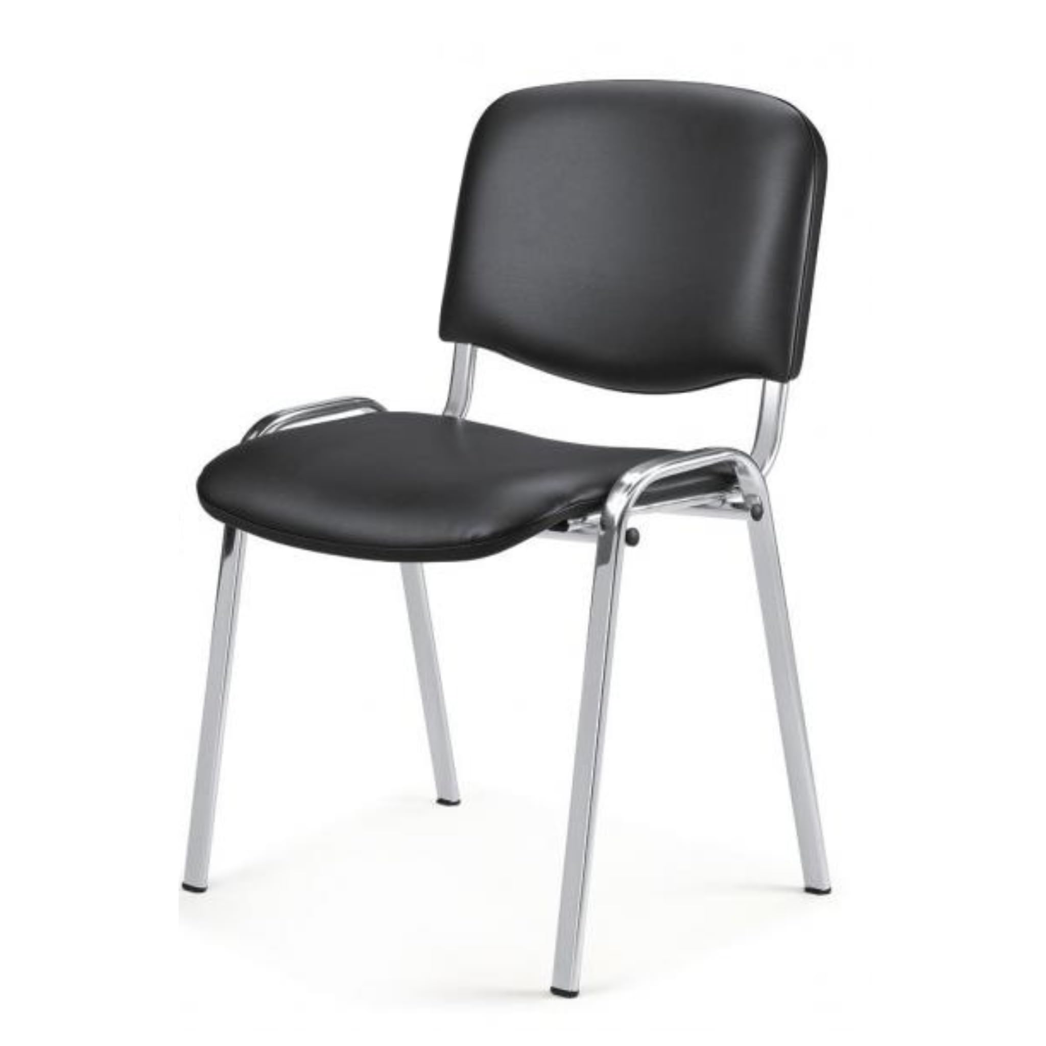Topsit Chaise Visiteur, Chaise de conférence Structure en métal chromé, rembourée et avec revêtement en Similicuir, Chaise empilable, pour la Maison, Le Bureau, la réception, Les Pauses.