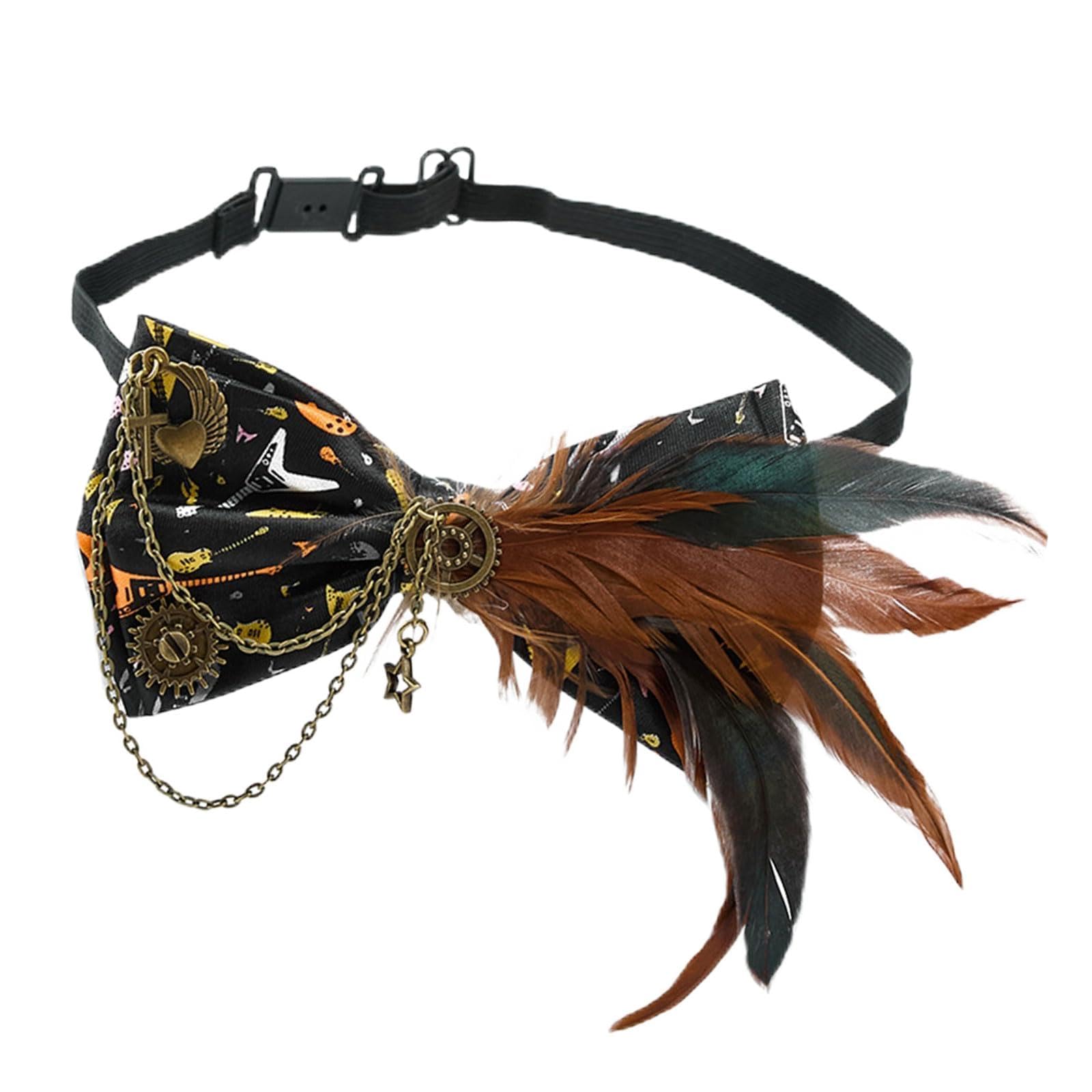 Wayfadacc Adjustable Metal Gear Necktie With Fringed Tassels Steampunk Cosplay Bowtie For Unisex Daily Wear Punk Party Accessory