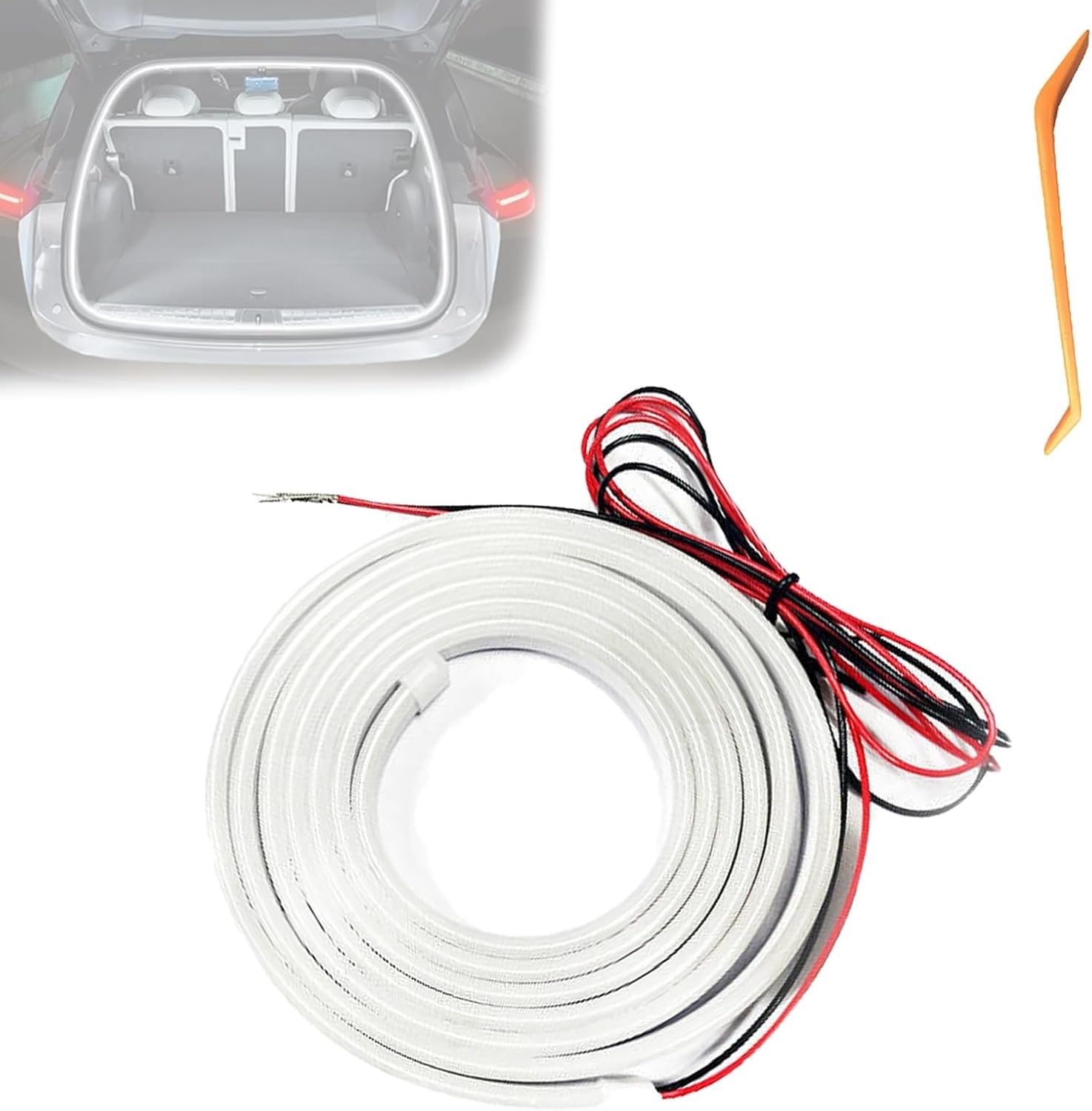 Dynamiczny pasek świetlny LED do bagażnika, LED do bagażnika samochodowego lub dekoracji oświetlenia wewnętrznego, oświetlenie otoczenia samochodu (biały, pełny okrąg 4 m / 13,1 stopy)
