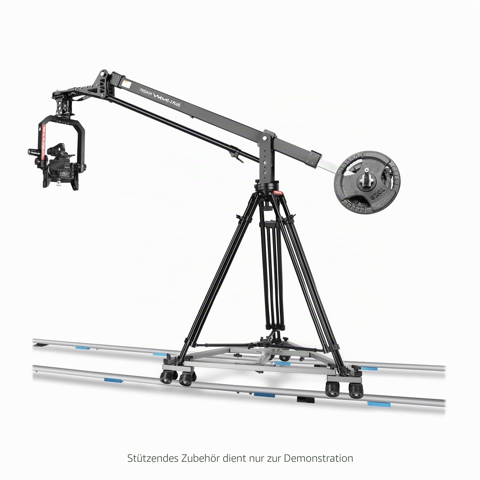 PROAIM Swift Kamera-Dolly mit 3,7 m Geradschiene für Stative, 159 kg | Aluminium-3-Rad-Dolly mit PU-Kugellagern; 28" Spurweite, 3×1,2 m Schienen; 20 Keile für exakte Nivellierung