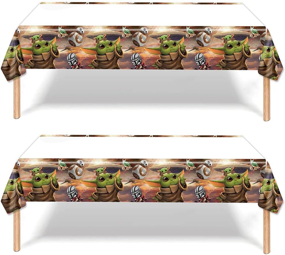 2pcs Baby Yoda Tablecloth Disposable Tablecover Birthday Party Supplies and Decorations for Kid Boy Baby Shower Rectangle Tables 70"X42",2Pack