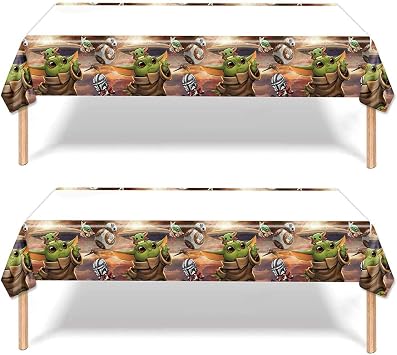 2pcs Baby Yoda Tablecloth Disposable Tablecover Birthday Party Supplies and Decorations for Kid Boy Baby Shower Rectangle Tables 70"X42",2Pack