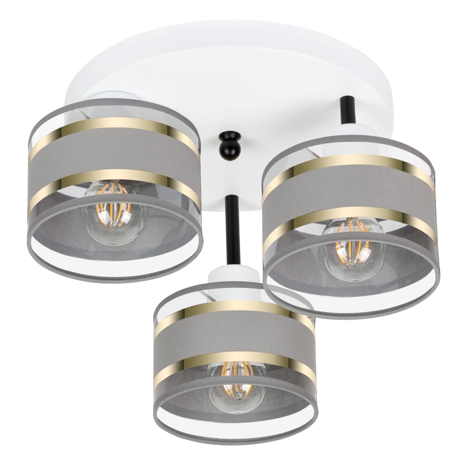 Deckenlampe Mit 3 Lampenschirmen LED Deckenleuchte Lampe Wohnzimmerlampe Schlafzimmerlampe Wohnzimmer Schlafzimmer Küche Leuchte Deckenleuchten Grau TI-3030WE-GRGRGR