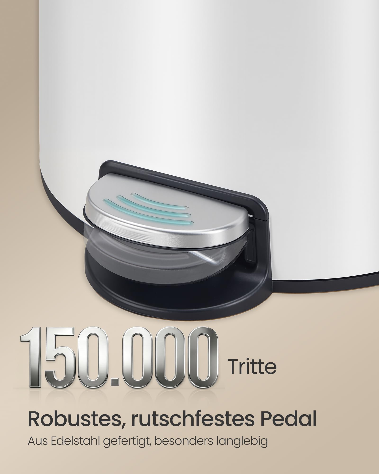 SONGMICS Mülleimer Küche, weiß, 30 L, mit Deckel, Softclose