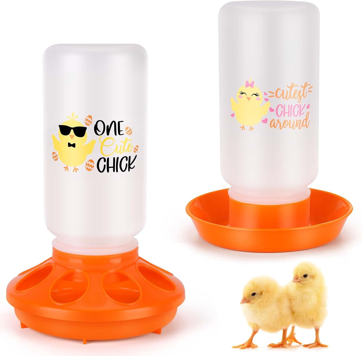 Tgeyd Chick Feeder and Waterer Kit – Chicken Coop Accessories for Baby Chicks – 1 L Automatic Chicken Feeder and Waterer Set | Duck Feeder | Quail Feeder – Chick Brooder Starter Kit