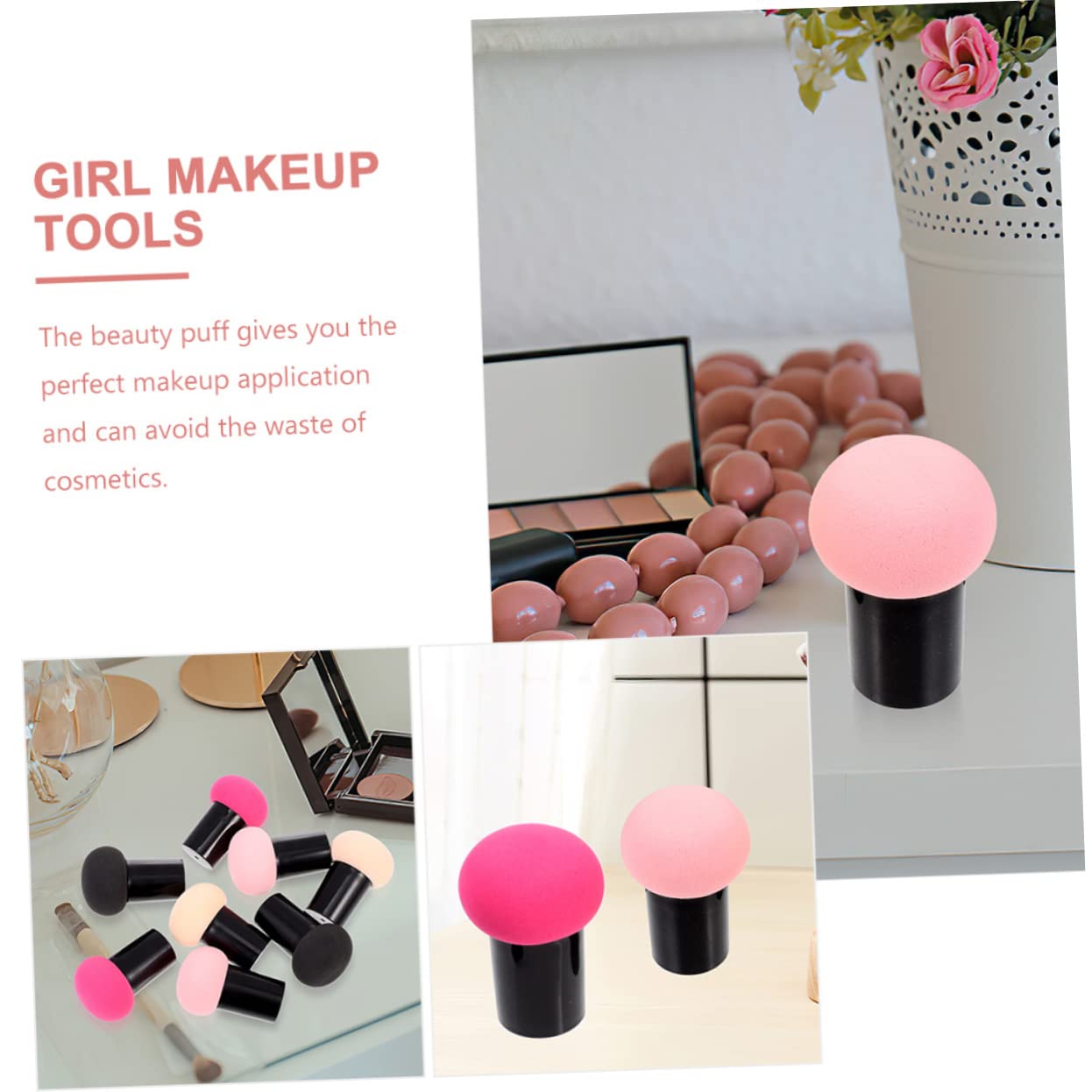 Ipetboom Mushroom Design Makeup Sponges 6pcs Wet Dry Powder Puff Blending Sponge Makeup Supply Beauty Salon Accessory