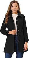 Allegra K Women's Single Breasted Pea Coat Winter Overcoat with Pockets - Classic Mid-Thigh Length Outwear