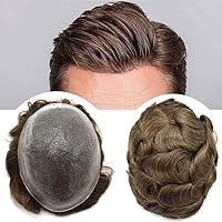 Vista 41 de Tupé para hombre, pieza de cabello humano real, sistema de reemplazo para hombres, piel ultrafina, tupé, línea capilar natural, tupé para hombre, 3#