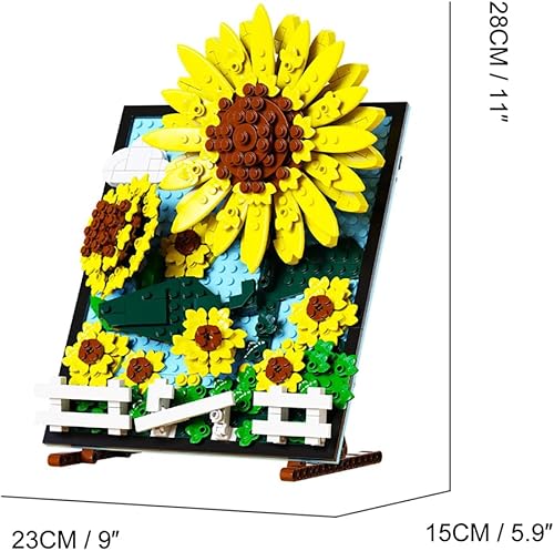 Miniatura 2 de Goirzi 666 piezas de girasol pintura bloques de construcción juguetes rompecabezas conjunto flores pintura modelo colección creativo para niños