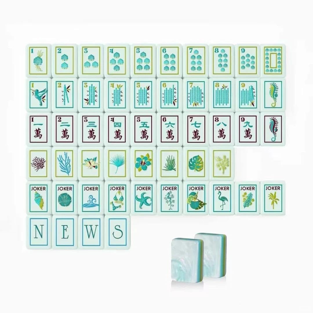 Jeu de Mahjong américain 160 tuiles, Art de Plage Tropicale