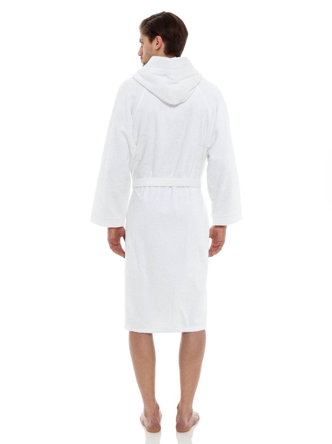 Accappatoio con Cappuccio Spugna Lusso 420 gr Cotone Pettinato Bianco, XL