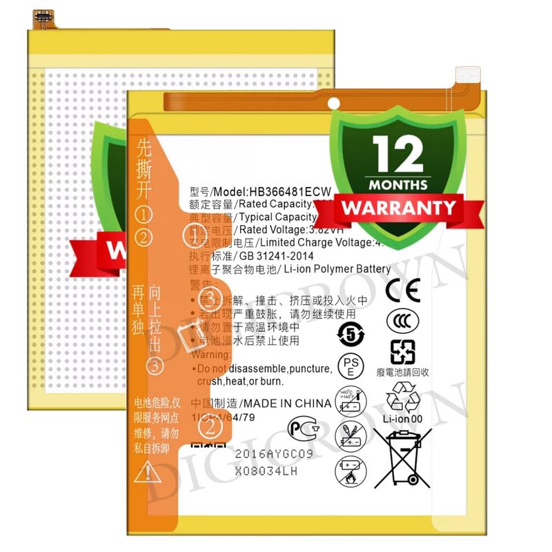 Image of Original HB366481ECW Battery Compatible for Huawei P Smart | P8 Lite (2017) | P9 | P9 Lite | P9 Lite (2016) | P9 Lite 2017 | P10 Lite | P20 Lite - (3000mAh) - 1 Year Warranty