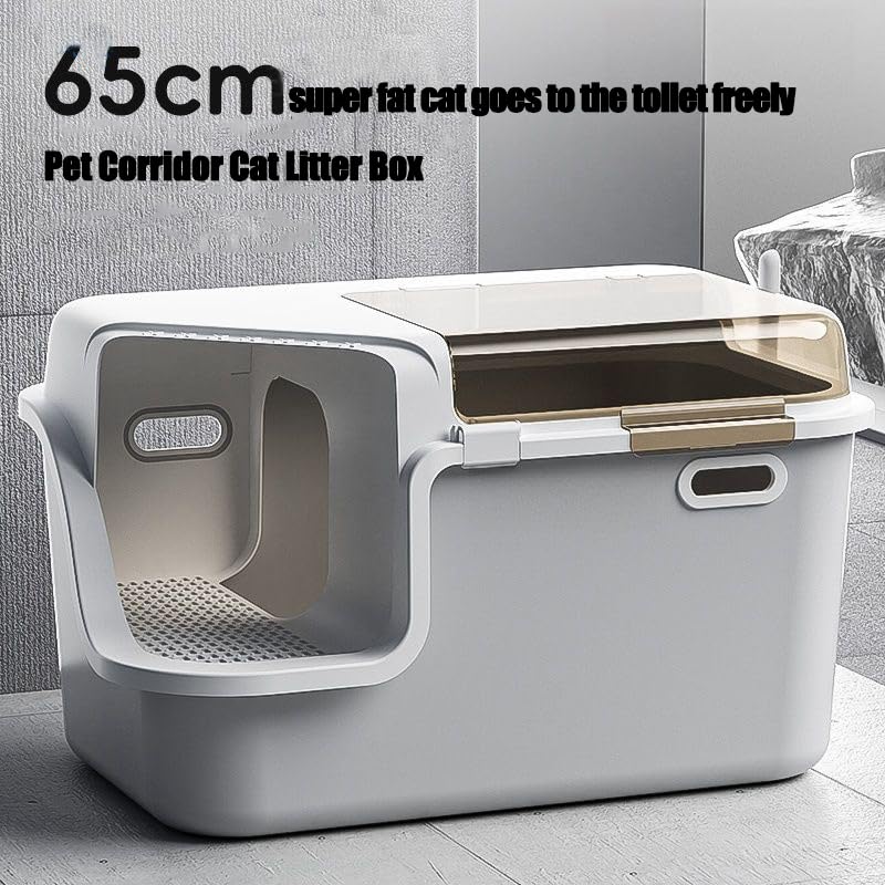 Caja de Arena Estilo Pasillo, Cajas de Arena para Gatos de 65 cm, Inodoro para Gatos de Pasillo Largo, Suministros para Gatitos, Inodoro para Mascotas, Caja de Arena Extra Grande, antifugas