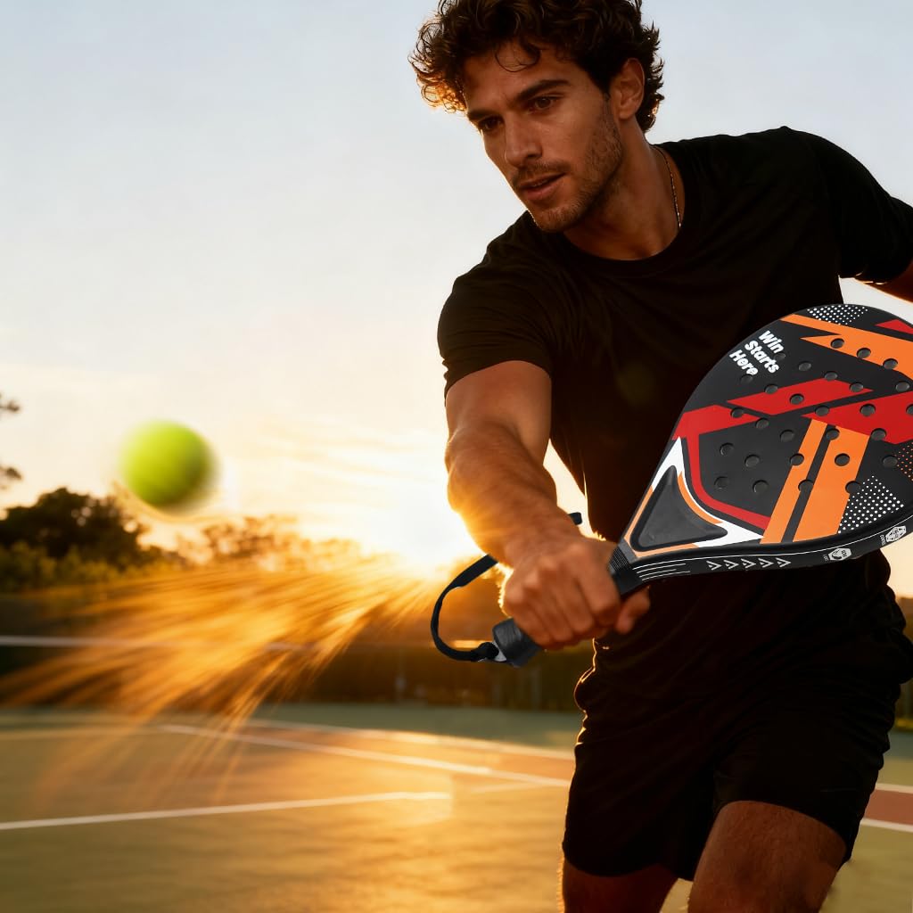 Padel Schläger-Set mit ABS-Oberfläche und Eva-Schaumkern, für Erwachsene, inklusive Zwei Bällen und Tragetasche, ideal für Beach & Court