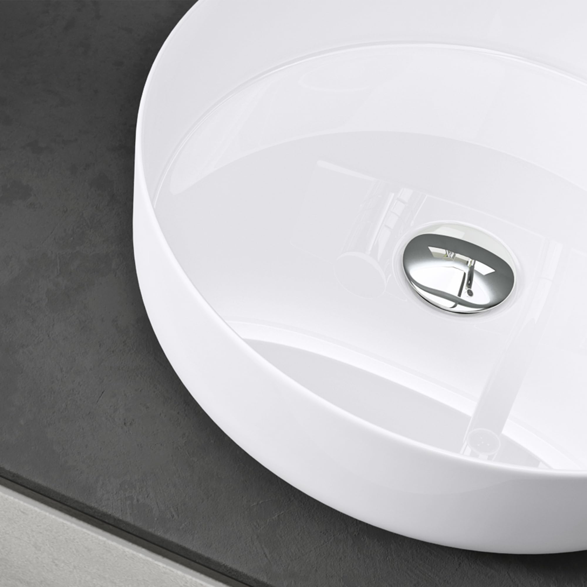 Mai & Mai Lavabo sobre Encimera Lavabo Baño | Redondo | Blanco Brillante | Cerámica | 31x31x11cm | sin Orificio para Grifo sin Rebosadero | Brüssel203