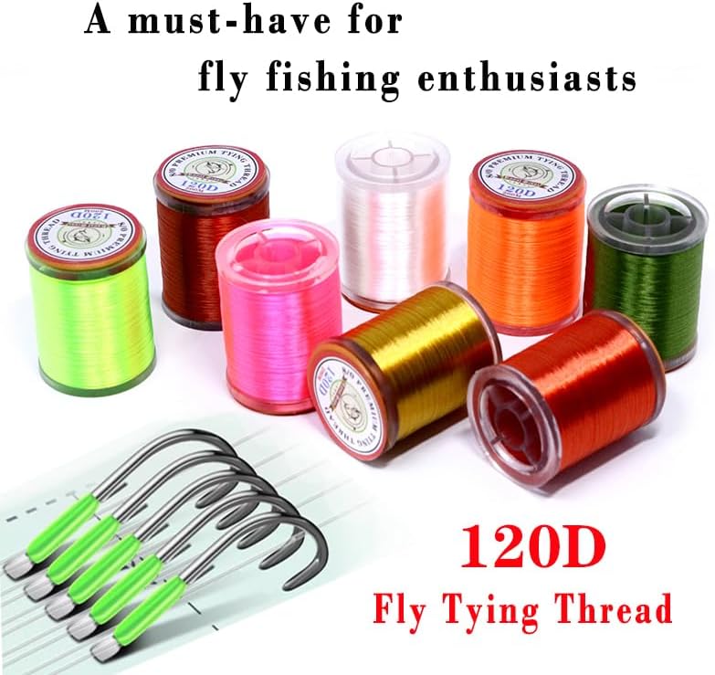 Fly Tying Thread 8 Colors 120D High Strength Nylon Fly Fishing Thread Fly Tying Materials for Saltwater Fly Patterns