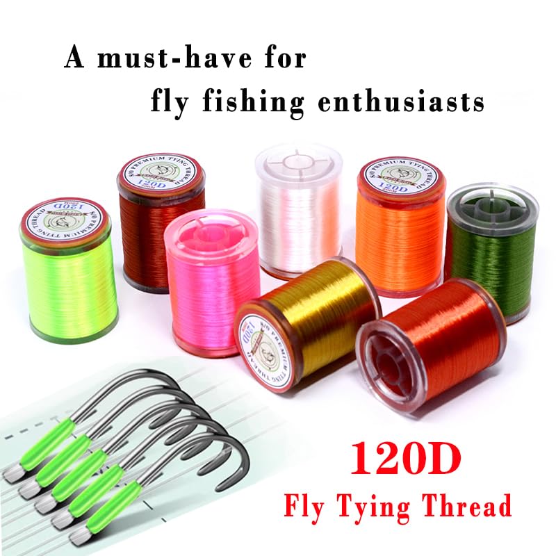 Fly Tying Thread 8 Colors 120D High Strength Nylon Fly Fishing Thread Fly Tying Materials for Saltwater Fly Patterns