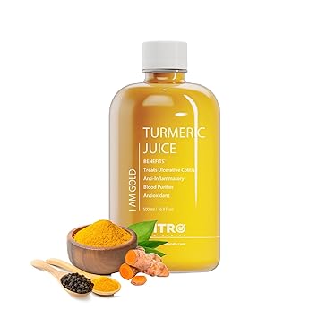 VITRO Turmeric Juice | Kacchi Haldi juice | Anti-inflammatory | No added sugar | Helps in Cholesterol Control & Boosts Immunity | Flushes out toxins | Aids in Healthy Digestion | I AM GOLD (500 ML)