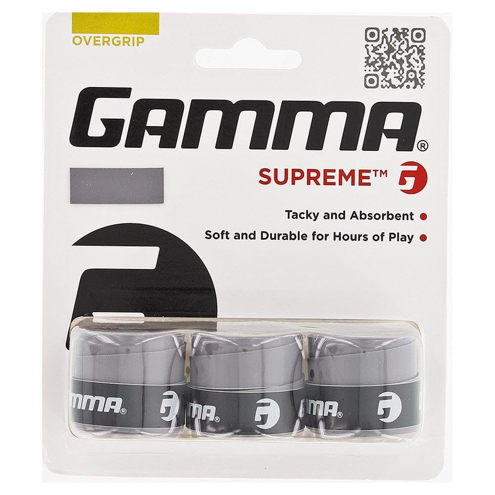 GAMMA Sports Supreme Overgrip for Tennis, Pickleball, Squash, Badminton, and Racquetball Racquets, 3-Pack, Black