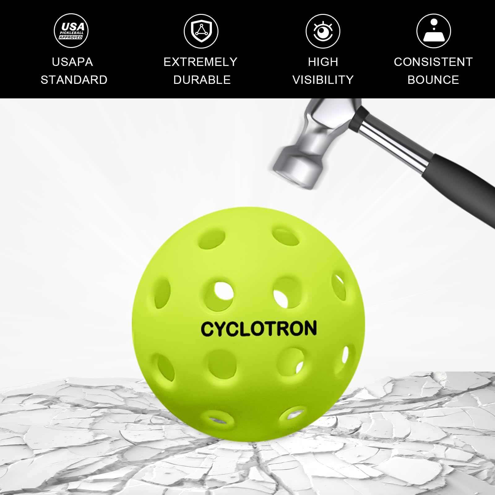 cyclotron 6-Pack Pickleball Balls with Mesh Bag - USAPA Approved 40 Holes Outdoor/Indoor pickleballs for Tournament Play(Green) 1