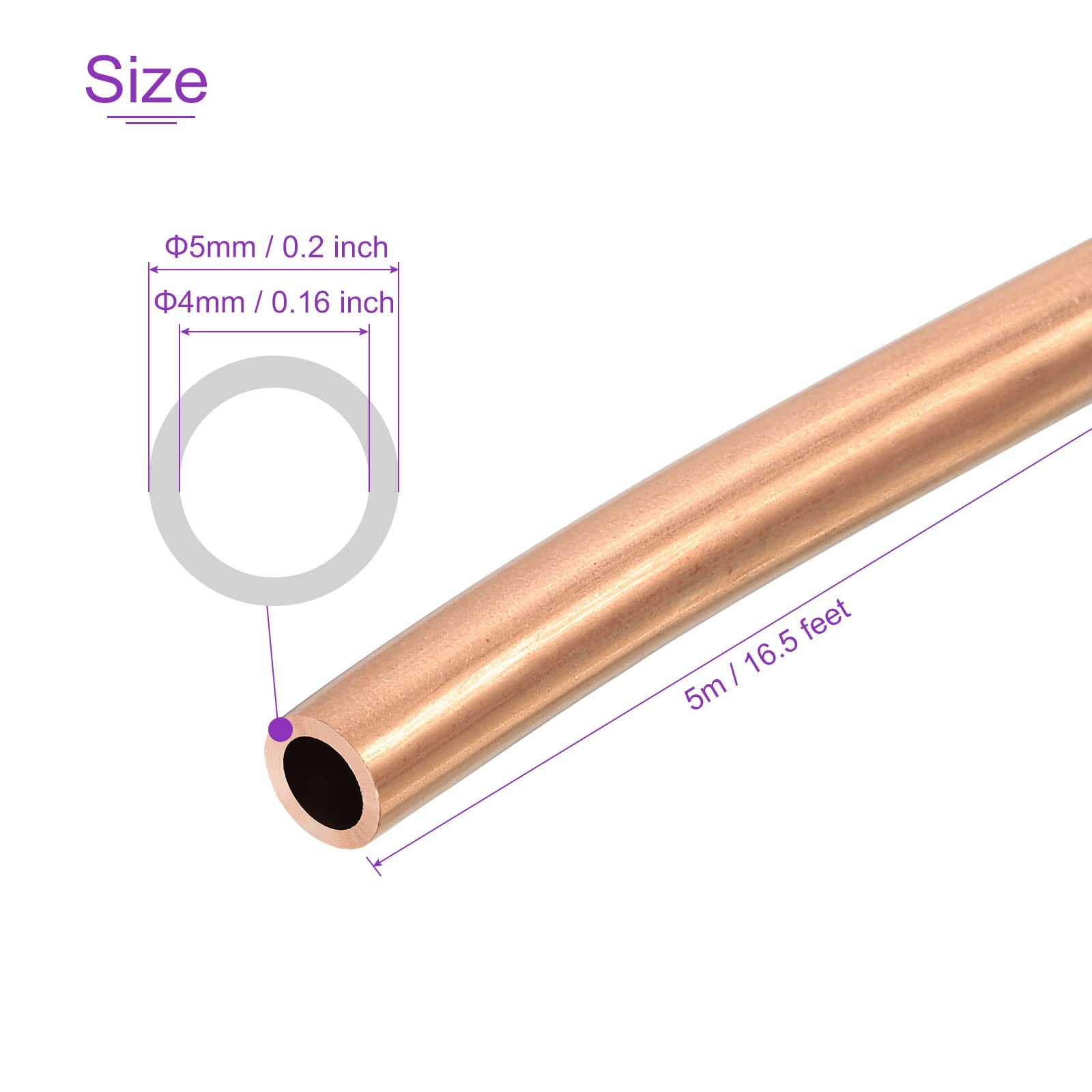 DMiotech 4mm x 5mm Largo 5.0 M Refrigerador Tubo Cobre Flexible Tubo para Compresión, Aire Acondicionado Aire Asistencia