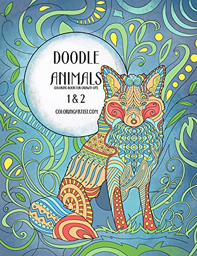 Doodle Animals Coloring Book for Grown-Ups 1 & 2
