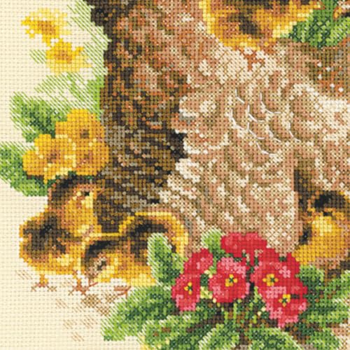 Image of RIOLIS - Hen 1480, Animals Cross Stitch Kits 11,81 inch x11,81, Cross Stitch Kits for Beginners & Advanced, Crossstitching Kits Adult, Counted Stitching Kits, Embroidery Kit