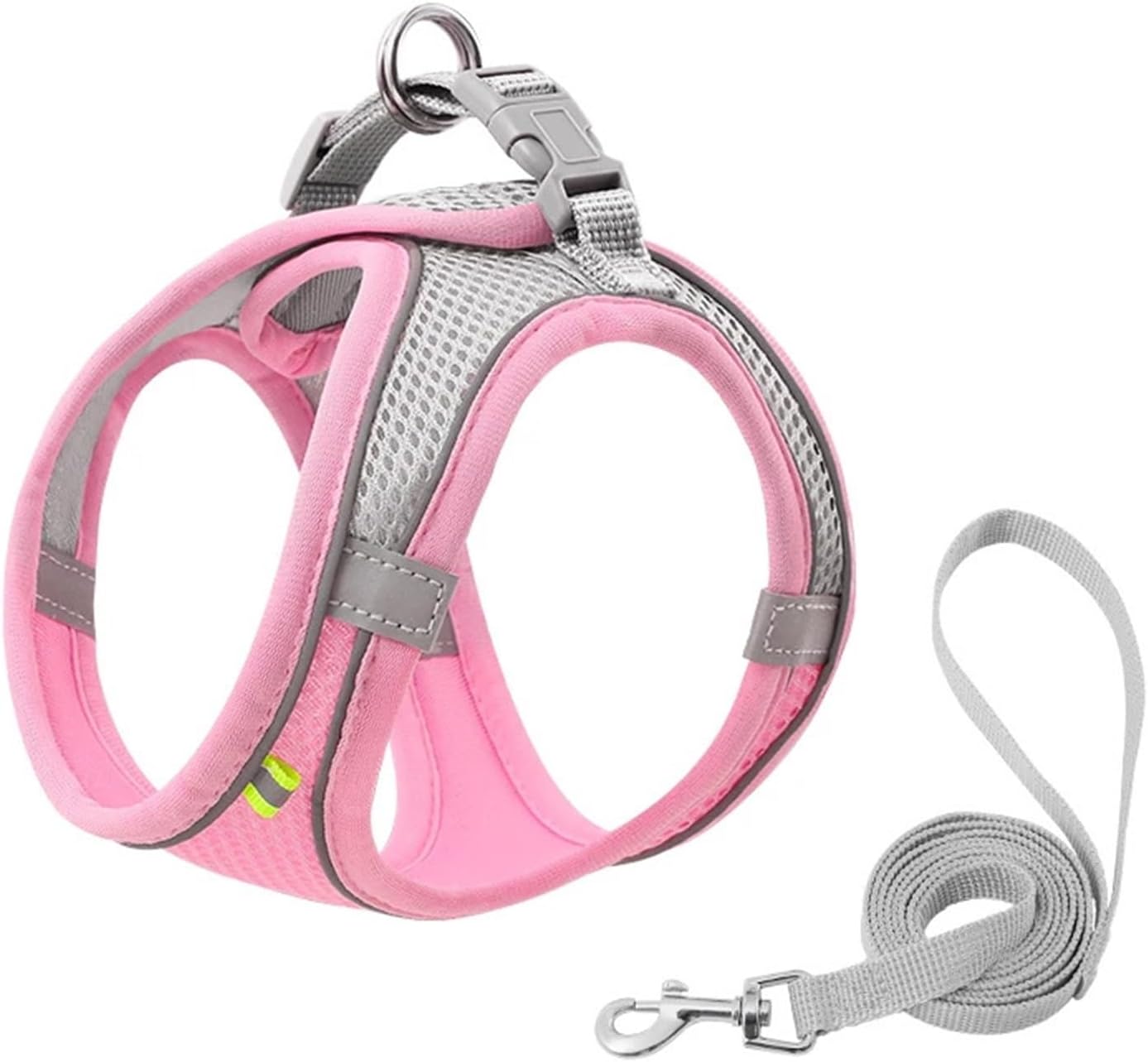 Cat Harness Set Escape Proof Reflective Harness Vest Cat Small Dog Breathable Puppy Walking Lead Leash Pet Accessories(Pink,Large)