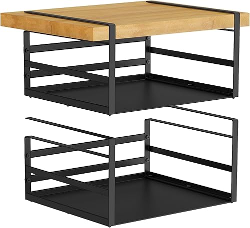 PEKGRIL Paquete de 2 cestas para debajo del estante, cesta de almacenamiento negra para debajo del estante, cesta de almacenamiento colgante