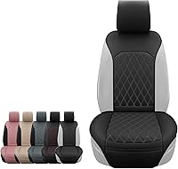 Vista 8 de Sanwom Fundas de Asiento Delantero para Automóvil - Fundas de Asiento de Cuero con Bolsillo de Almacenamiento y Dos Almohadillas para Cinturón