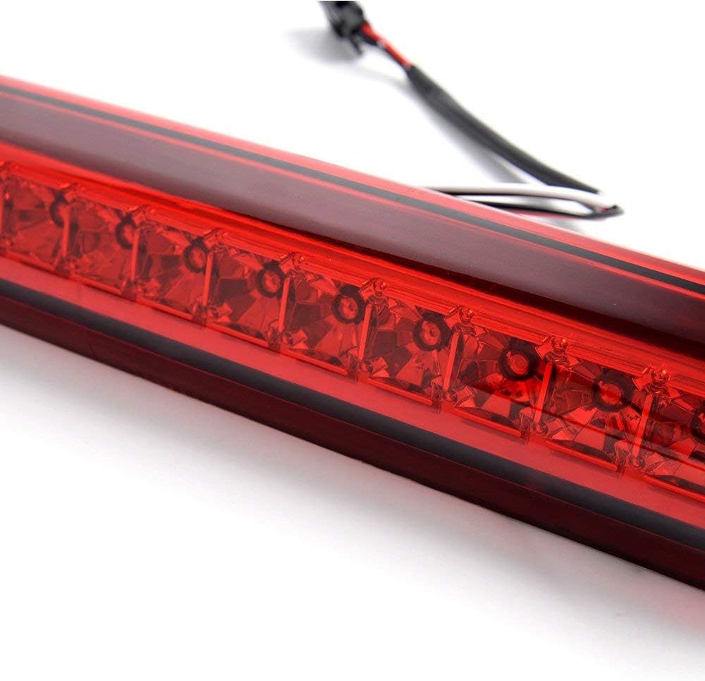 PIT66 LED 3rd Brake Light, Compatible with 99-06 Chevy Silverado 1500 2500 3500 / GMC Sierra Silverado Classic 07 Sierra Classic Led Third Brake Lamps Red Lens Clear Housing