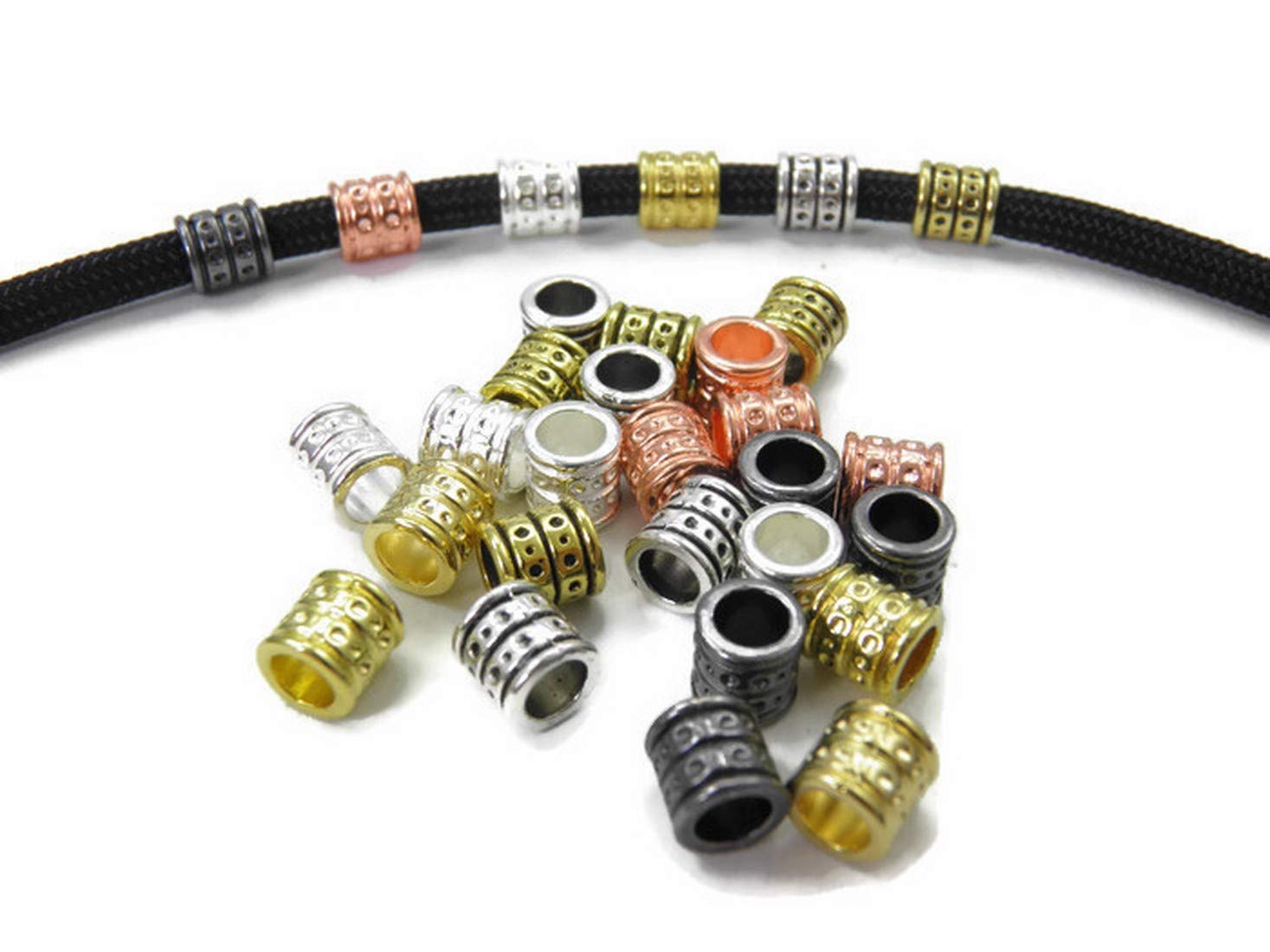 1/2/5/10/50 pieces. Metal Beads, Beads, Spacers, Charms PU Leather 6 Colours For Paracord, jewellery etc.6x6 mm Hole Size 3.7 mm, Antique Gold, 2x